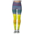 thumbnail image 2 of Gyexs Striped Tights for Women - Green and White / Pink and Purple / Yellow and Blue, Rainbow Print Leggings Blue & Size XL, 2 of 5