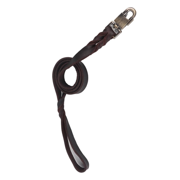 Collar y Correa de Cuero Suave Para Perro, Ancho Trenzado, Cadena para Mascotas, 90cm/120cm/150cm de Largo, Marrón