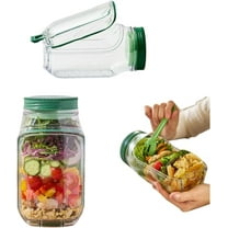 Salad Jar with Side Opening, Mason Jar Salad Container for Lunch with Dressing Compartment, Leak-Proof Portable Pod Jar, Microwave & Dishwasher Safe Meal Prep Box for Home, Office, Travel