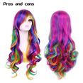thumbnail image 2 of Pelucas Rizadas Largas de Lady Rainbow, Disfraz de Cosplay de Moda, Peluca de Fiesta Ondulada de Anime, 70Cm, 2 of 5