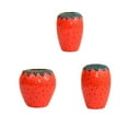 thumbnail image 4 of Bearachild Jarrones de cerámica, maceta moderna hidropónica con forma de fresa, jarrón para plantar, estante de oficina, adornos de escritorio, Suministros de cerámica y alfarería Rojo pequeño, 4 of 6