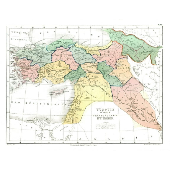 Historic Map - Turkey - Cortambert 1880 - 29.59 x 23 - Vintage Wall Art