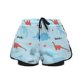 thumbnail image 6 of Rggeeun Boys Child Swimsuit Set Cartoon Dinosaur Pattern Elastic Waist Side Slit Wide Leg with Adjustable Tie Double Layer Swim Trunks for Summer Beach Surf Lightweight Swimwear,Blue,18-24 Months, 6 of 6