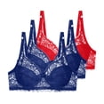 thumbnail image 2 of 3PCS Women's Bras Underwire Push up Plus Size Solid Color Lightweight Supportive Bras Gathered Bra Lace Seamless Beautiful Bra Red 75B, 2 of 6