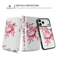 thumbnail image 4 of ELEHOLD Detachable Wallet Case For Apple iPhone 16 Pro Max, Shock-Resistant Heavy Duty PU Leather Floral Magnetic Zipper Credit Card Slots Wallet Case With Strap,White, 4 of 12