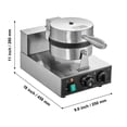 thumbnail image 5 of Commercial Waffle Maker, 1230W Round Waffle Baker Machine, Non-Stick Stainless Steel Belgian Waffle Iron with Temperature and Time Control, Handle, for Restaurant Bakery Snack Bar Family, 5 of 6