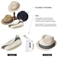 thumbnail image 5 of Sombrero Fedora de Panamá de paja para hombre, plegable, de sol, verano, playa, derby, trilby, para mujer, beige, mediano M., 5 of 5