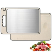 Luvan Double Sided Stainless Steel Cutting Board for Kitchen,Non Toxic Wheat Straw PP Chopping Board for Vegetables Meat,15 x10 inch