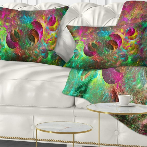 Designart Multi Color Fractal Glass Texture - Abstract Throw Pillow - 12x20