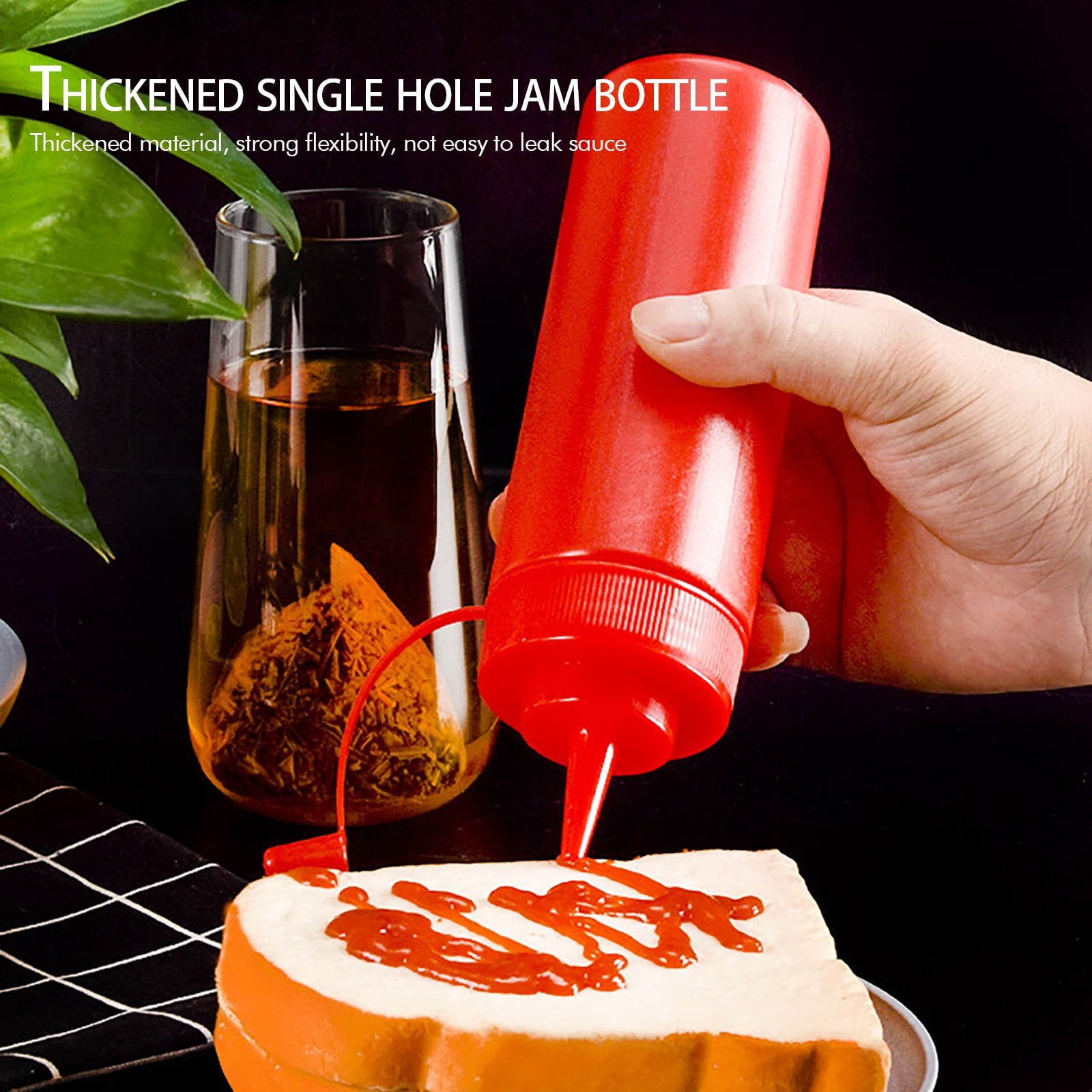 Condiment Squeeze Bottles, Ketchup Dispenser, 2PCS 24 oz Plastic Sauce Squirt Bottle with Cap Lids, Pancake Squirt Bottles for Sauces Liquids Mustard BBQ Dressing Pancake Art, White, 2.63x10.43"