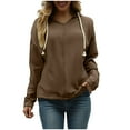 thumbnail image 2 of Viadha Sweatshirts under $10 Womens Plus Size Solid Hoodies Fall Fashion Casual Long Sleeve Hooded Sweatshirts Loose Comfy Trendy Pullover Tops Sweatshirt for Womenwith Pockets, 2 of 6