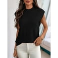thumbnail image 5 of Women'S Crew Neck Sleeveless Sweater Vest Casual Cap Sleeve Knit Pullover Tank Tops Black L, 5 of 9