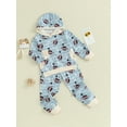 thumbnail image 3 of Bslissey Little Boys Pants Set 2T 3T 4T 5T 6T Rugby Print Long Sleeve Hooded Hoodies and Elastic Waist Long Pants 2Pcs Outfits Toddler Kids Casual Daily Clothes, 3 of 8