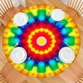 thumbnail image 2 of Rainbow Tie Dye Circular Pattern Round Fitted Tablecloth with Elastic Edge,Dining Table Cover Waterproof,Outdoor Round Tablecloth for Camping,Dining,Indoor and Outdoor, 2 of 7