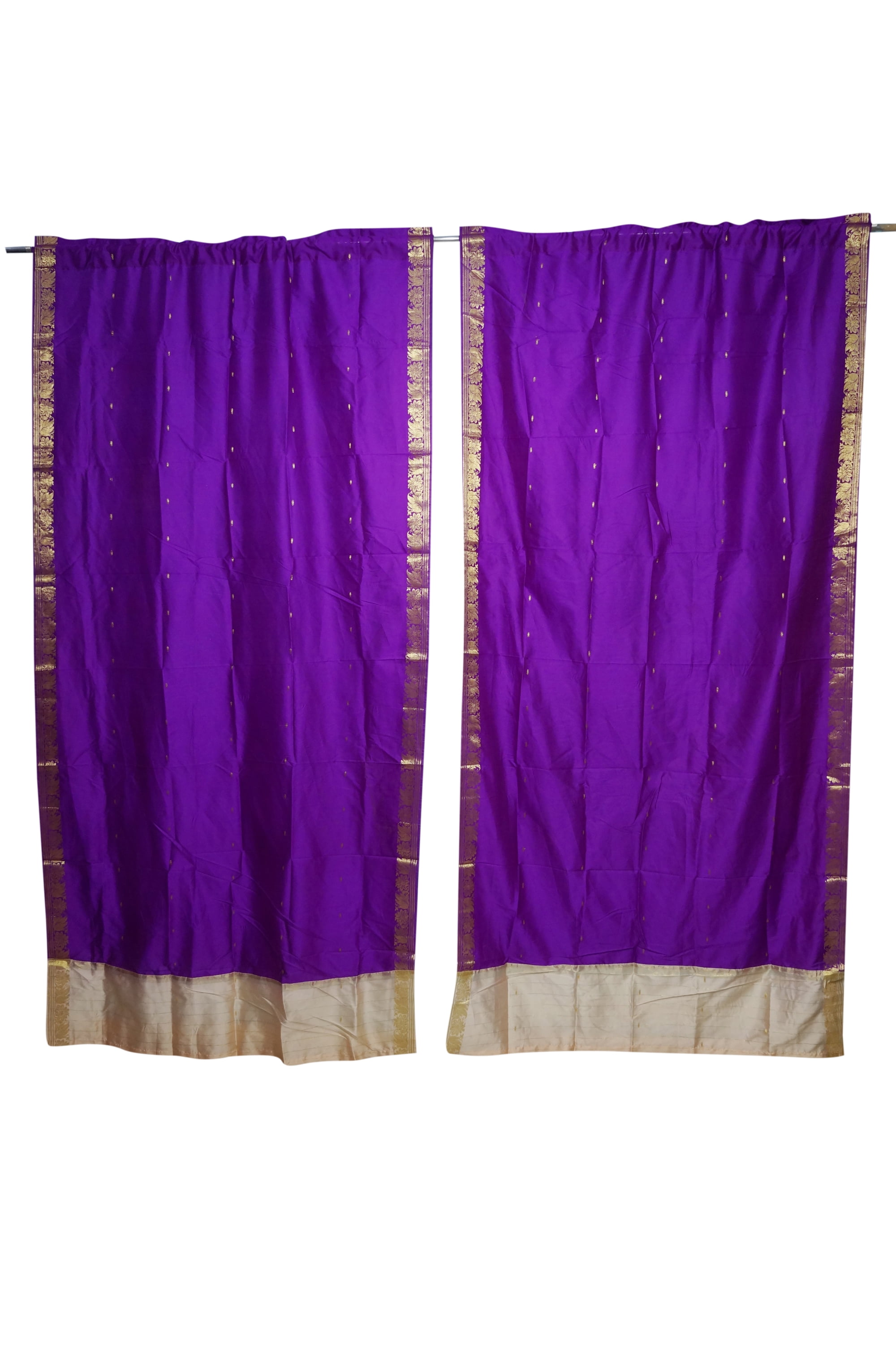 Mogul 2 Indian Sari Curtain Drape Panel Window Treatment Brocade Border ...