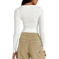 thumbnail image 2 of Women's Casual Basic Going Out Crop Tops Slim Fit Short Sleeve Crew Neck Tight T Shirts, 2 of 3