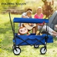 thumbnail image 5 of Heavy Duty Folding Collapsible Wagon Utility Outdoor Camping Cart with Universal Wheels & Adjustable Handle, Blue, 5 of 9