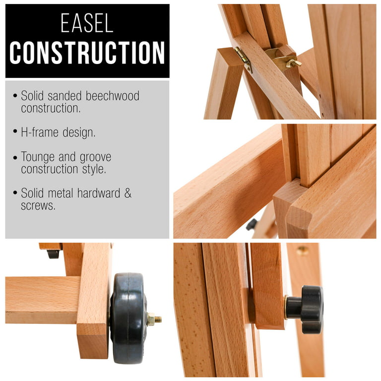 Professional Artist Easel Studio H-Frame Easel Adjustable Solid Beech Wood