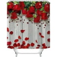 thumbnail image 2 of Valentine''s Day Shower Curtain, Romantic Red Hearts Valentines Day Shower Curtain Bathroom Decor, Red Rose Flowers Valentines Shower Curtain Waterproof Fabric Shower Curtain with Hooks, 2 of 5