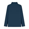 thumbnail image 5 of ClodeEU Women's Ruffle Collar Long Sleeve Linen Blend Shirt,Solid Color Casual Blouse Navy,Womens Plus S, 5 of 6