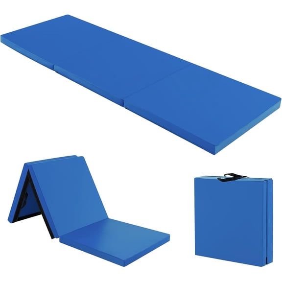 BoldGear 6'x 2' Gymnastics Mat, 2" Thick Folding Tumbling Mat with Hook and Loop Fastener, Foldable Gym Mat with Carrying Handles, Cheer Mats for Kids Adults Home Exercise Aerobics Fitness,Dark Blue