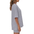 thumbnail image 4 of Gingprous 2 Piece Lounge Set for Women Oversized Tshirts with Shorts Casual Tops V Neck Summer Outfits, 4 of 10