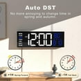 thumbnail image 5 of 16" Large Digital Wall Mount Clock, Count Down Timer, Alarm, Big LED, RGB Color, DST, Temperature for Living Room Classroom Desk, Xmas, Birthday Gift for Senior Mom Dad, White Blue, 5 of 8