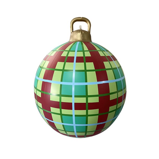 Bola inflable de Navidad de PVC de 60 cm, adornos de bola de soplado de Navidad grande para patio (K)