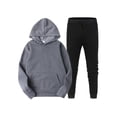 thumbnail image 2 of Fangasis Men 2 Piece Hoodie Hooded Hoodies And Sweatpant Set Solid Color Tracksuit Mens Casual Jogger Sets Warm Winter Sweatsuit Deep Gray M, 2 of 3