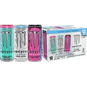 Monster Energy, Ultra VP, Zero Ultra, Ultra Ruby Red, Ultra Vice Guava, Energy Drink, 12 oz, 12 cans (Walmart Exclusive)