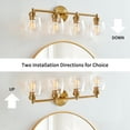 thumbnail image 5 of KAWOTI 4-Light Bathroom Light Fixtures, Antique Brass Vanity Wall Lamps over Mirror Bedroom Living Room Hallway, 5 of 8