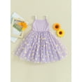 thumbnail image 2 of Bagilaanoe Toddler Baby Girl Summer Dress Daisy Print Ruffle Sleeveless A-line Princess Dresses 6M 9M 12M 18M 24M 3T 4T Kid Patchwork Tulle Skirt, 2 of 9