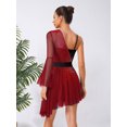 thumbnail image 6 of Xnihocha Women's Rhinestone Mesh Lyrical Ballet Dance Dress Figure Ice Skating Competition Dresses Red XXL, 6 of 7