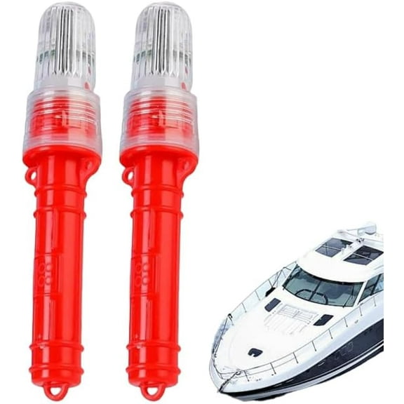 Smart Marine Signal Light - LED Boat Flares Coast Guard Approved, Waterproof Fishing Light with Dual Side Holes, Emergency Safety Kit for Boating, Visual Distress Signals (Red-2PCS)