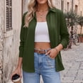 thumbnail image 5 of VJGBEGW Women Dressy Long Sleeve Button Down Shirts Business Casual Outfit Lightweight Blouse Tops Army Green XXL, 5 of 5