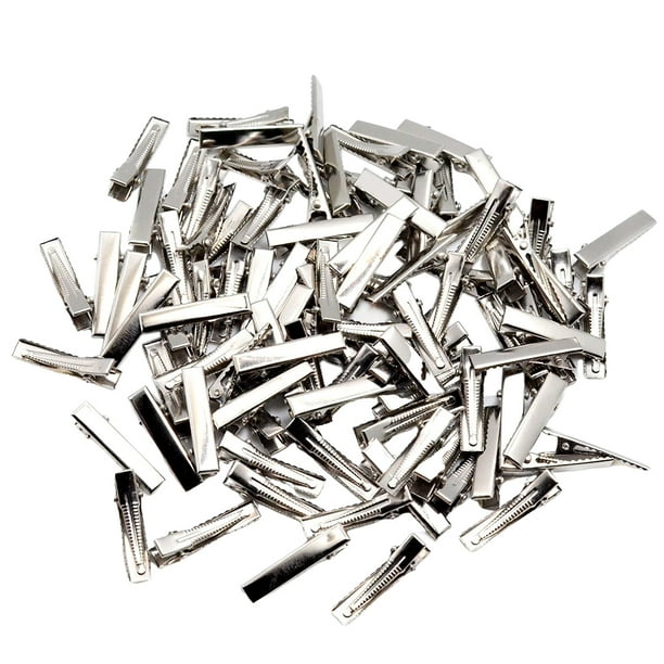 Paquete de 30/100 Pinzas de Pelo de Cocodrilo Planas de Una Sola Punta DIY Espacios en Blanco 32mm 100 Uds