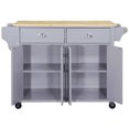 thumbnail image 6 of Mobile Kitchen Island On Wheels With Spice Rack Towel Holder 2 Storage Drawers 4 Door Cabinets Kitchen Bar Serving Cart Rolling On Wheels For Home Hotel Kitchen 52x32x36 Inches, 6 of 9