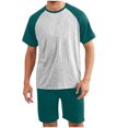 thumbnail image 2 of Mens Pajamas Short Set L-5X Big & Tall Plus Size Sleepwear Sets Casual Color-Block T-Shirts and Shorts 2 Piece Modal Loungewear Outfits, 2 of 4