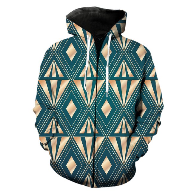 Abstract Pattern Men's Zipper Hoodie Harajuku With Hood Jackets Tops Sweatshirts Teens Hip Hop Oversized Fashion Cool Unisex