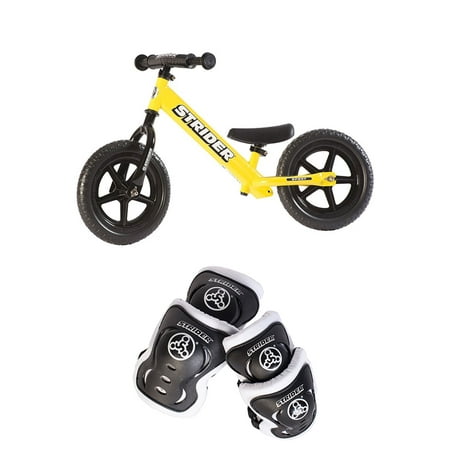 Strider 12 Sport Balance Bike + Elbow and Knee Pad Set for Kids 2 - 5 Years