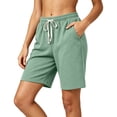 thumbnail image 2 of Besolor Summer Shorts for Women Wide Leg High Waist Elastic Drawstring Casual Loose Loungewear Workout Short Pants with Pockets, 2 of 6