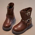 thumbnail image 6 of FUZHIQ Girls Dress Boots Ankle Boots for Girls Short Boots Girls Toddler Ankle Boots Low Heel Side Zipper Dress Booties,Brown,6.5-7 Years, 6 of 8