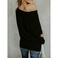 thumbnail image 5 of Womens Off The Shoulder Sweater Oversized Knit Long Sleeve Sweaters Tunic Tops, 5 of 6