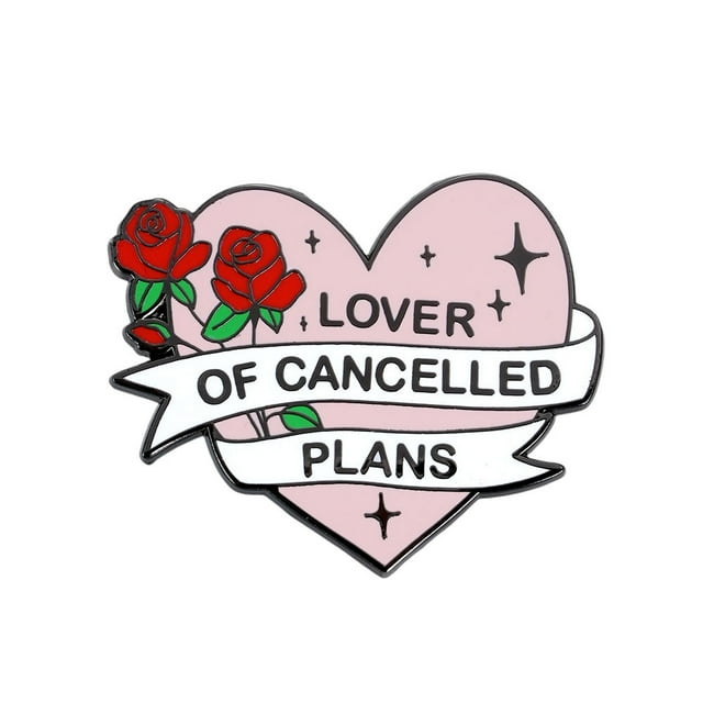 Broche de aleación rosa con forma de corazón para amantes de los planes cancelados, 4 x 3,2 cm