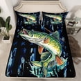 thumbnail image 2 of Feelyou Hunting Pike Fish Twin Sheet Sets, Retro Blue Camouflage Twin Fitted Sheet, Rustic Farmhouse Cabin Flat Sheet, Microfiber Bedroom Decor, 3 Pieces, 2 of 7