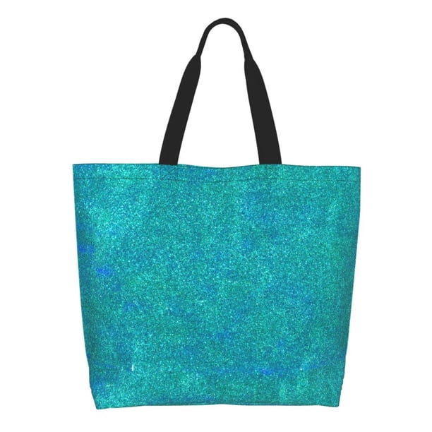 Disketp Blue Green Glitter Bolsa Tote Estampada para Mujer, Bolso de Hombro y de Mano para Compras y Viajes