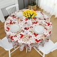 thumbnail image 2 of Valentines Day Round Tablecloth 60 Inch, Valentine Tablecloth Lace Flower Red Rose Heart Table Cloth Cover for Dinner Party Wedding Decor, 2 of 5
