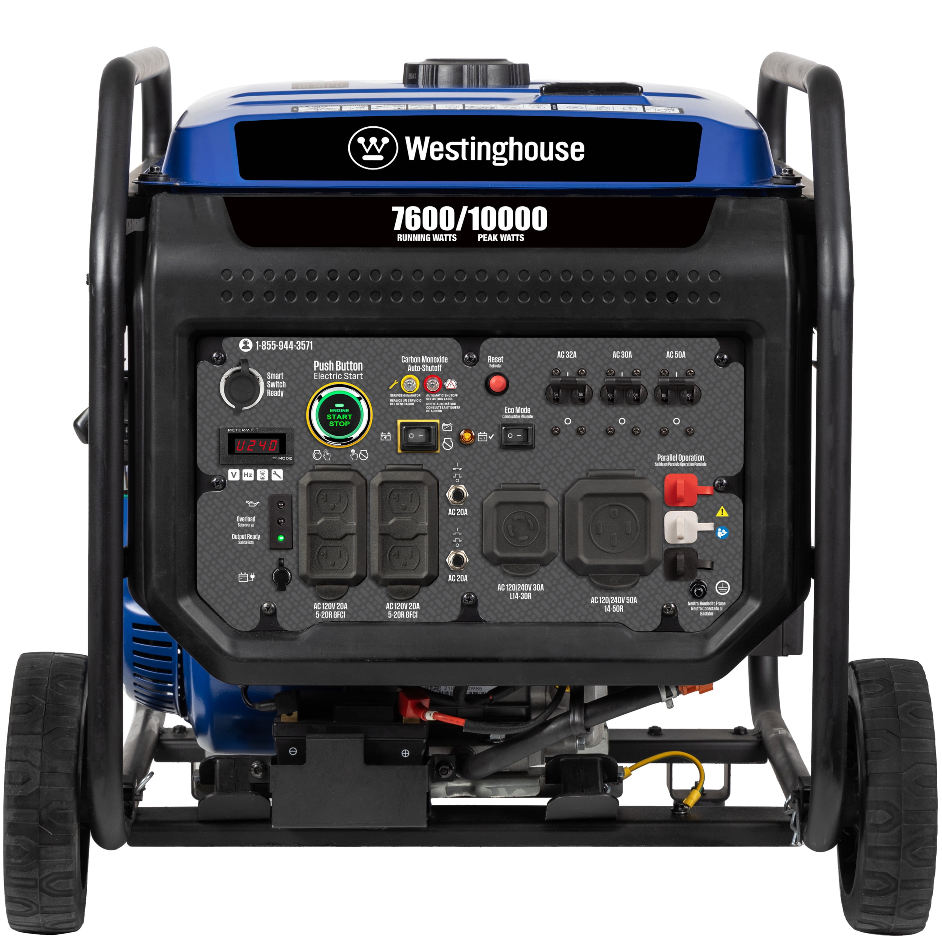 Westinghouse 10,000-Watt Gas Powered Portable Generator with Remote Start,  Low THD, Transfer Switch Outlet and CO Sensor ecoGen10000 - The Home Depot