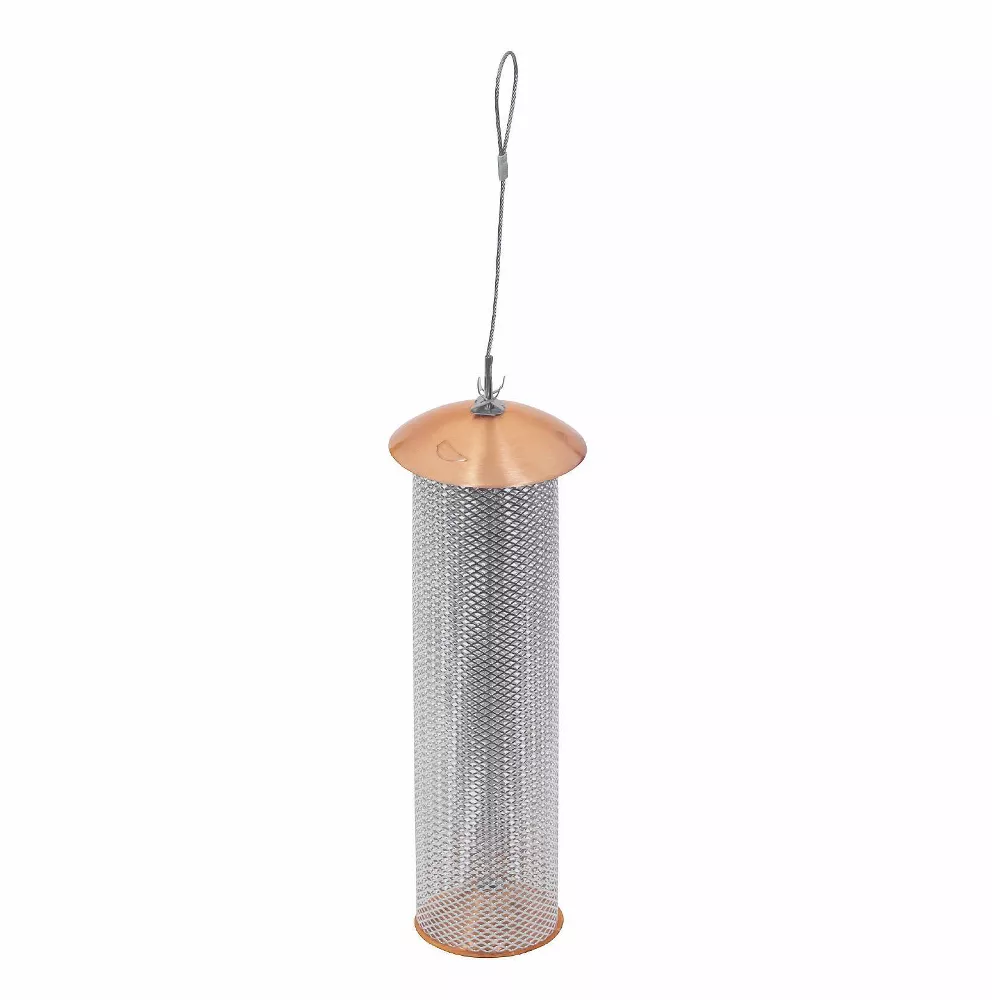 Modern Farmhouse Copper Mesh Bird Tuber Feeder for Finches