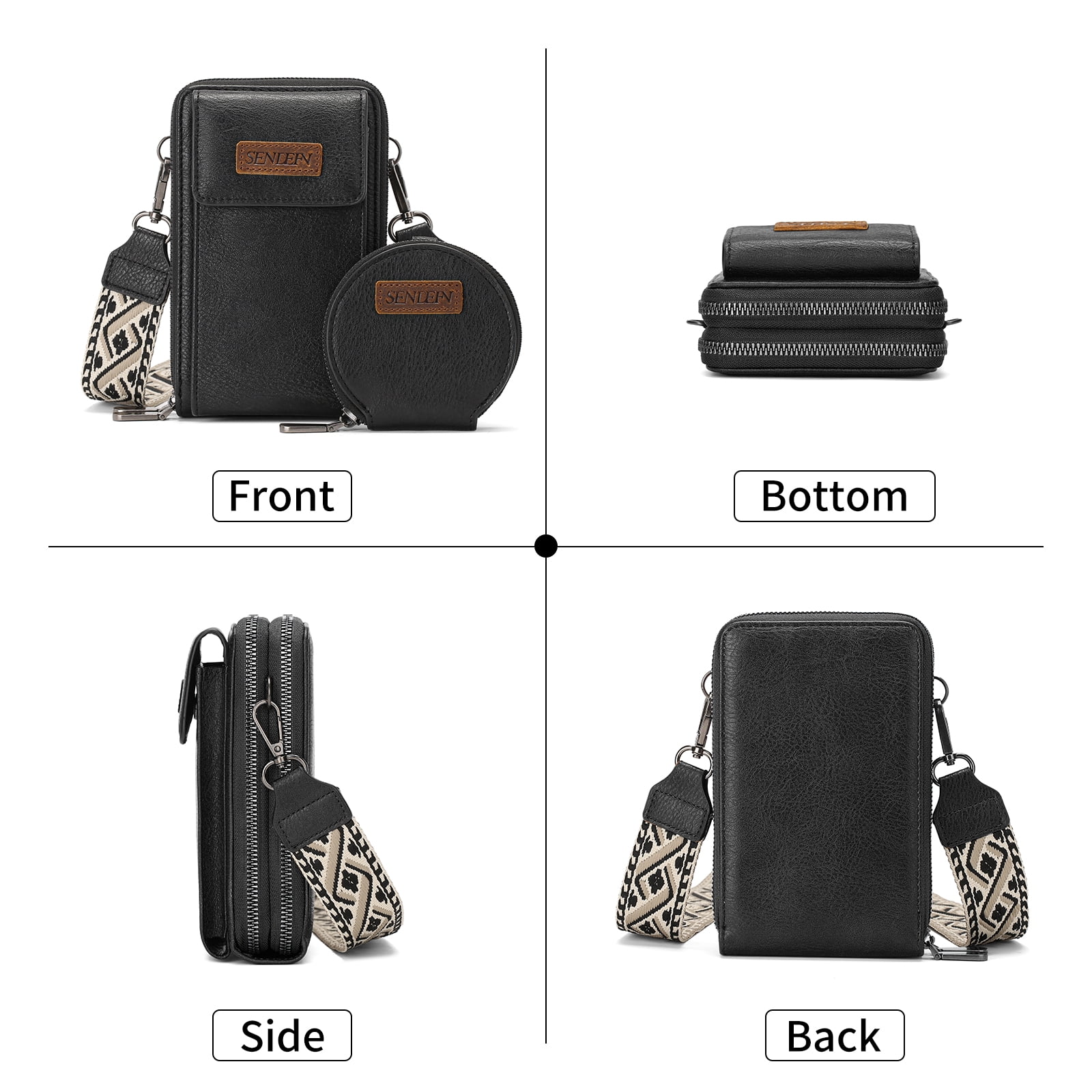 KALUNMA Small Crossbody Cell Phone Purse for Women, Vegan Leather Small Crossbody Bag Wallet Purse Coin Pouch